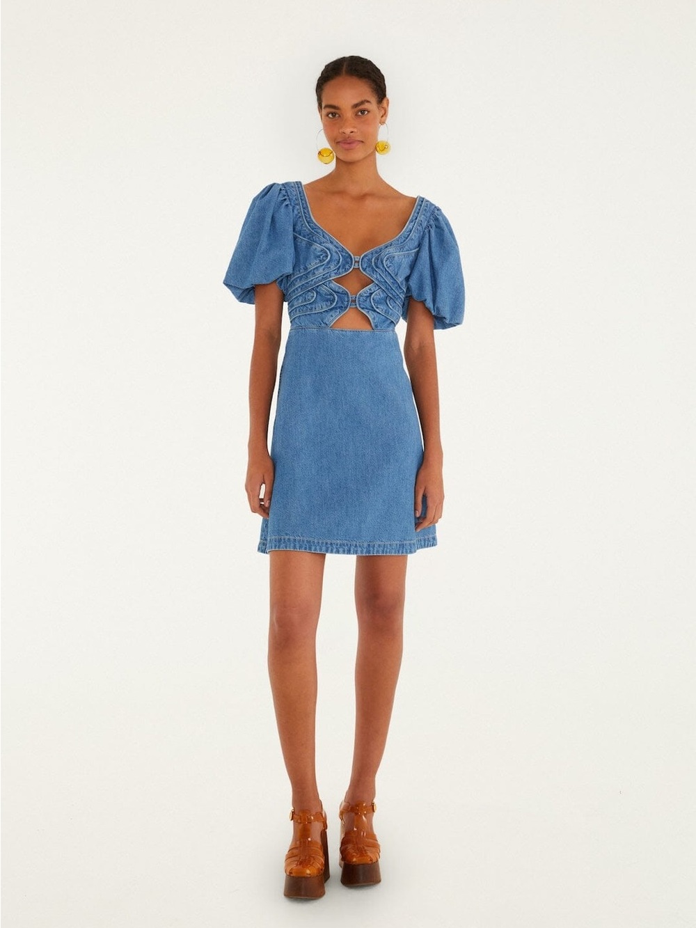 Farm Rio: DENIM LOOP MINİ DRESS